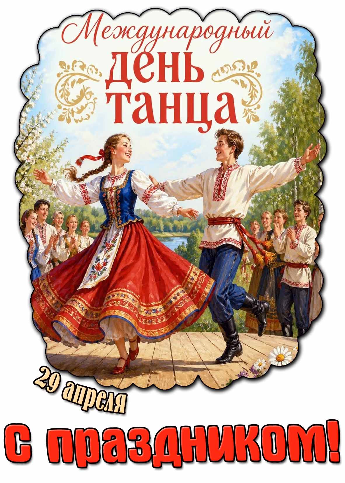 Открытка "29 апреля - международный день танца! С праздником!"