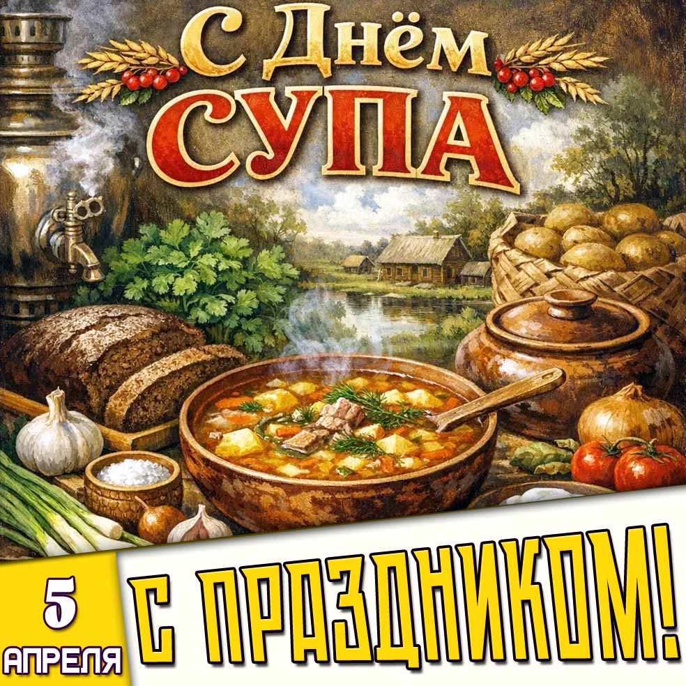 Картинка "5 апреля - с днём супа! С праздником!"