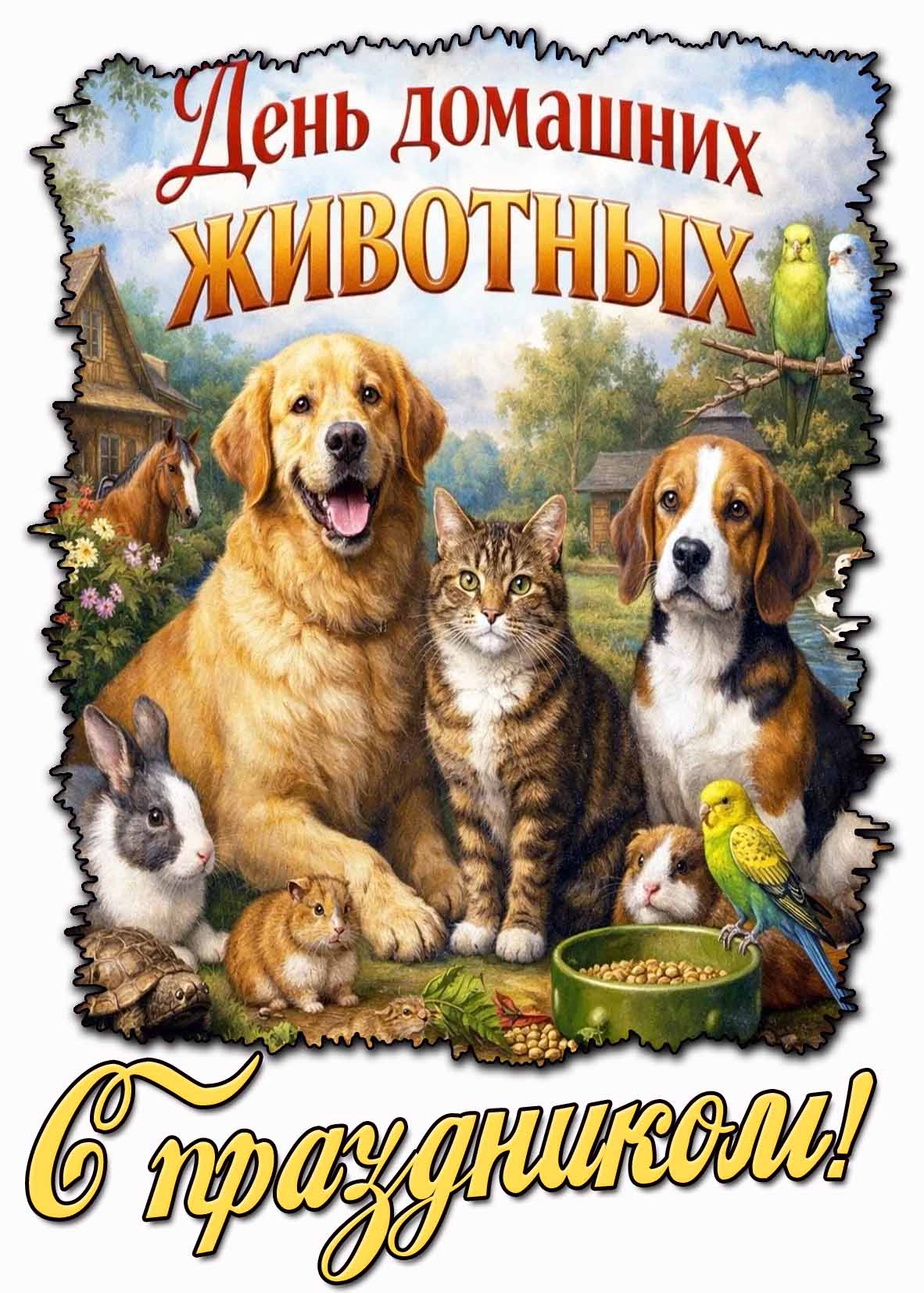 Открытка "День домашних животных! С праздником!"