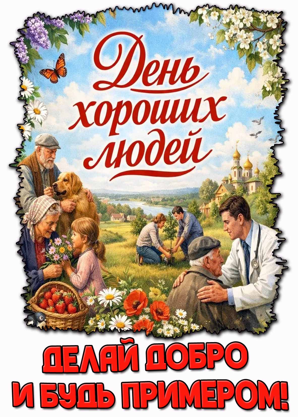 Открытка "День хороших людей! Делай добро и будь примером!"
