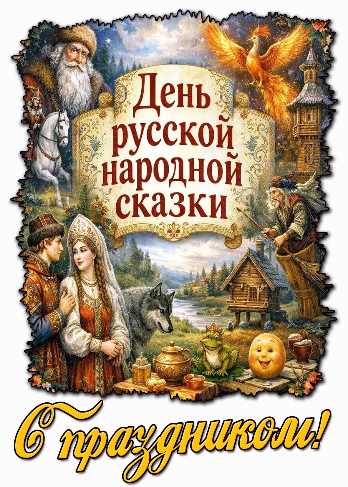 Открытка "День русской народной сказки! С праздником!"