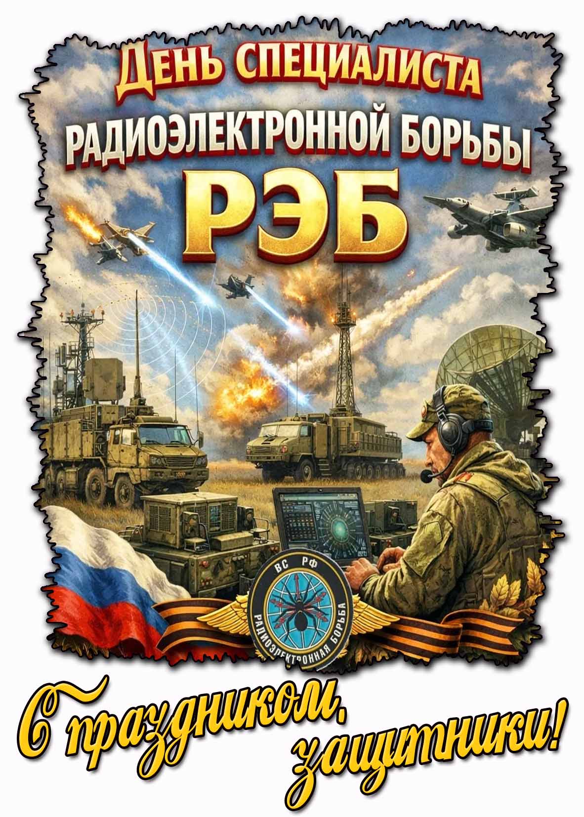 Открытка "День специалиста радиоэлектронной борьбы РЭБ! С праздником, защитники!"