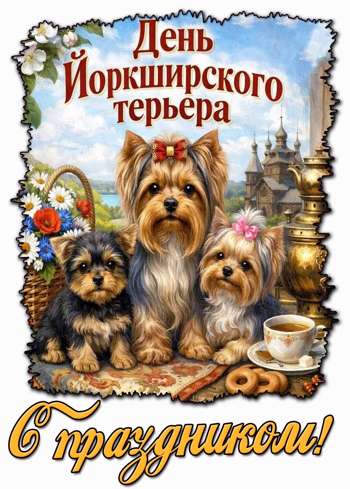 Открытка "День Йоркширского терьера! С праздником!"