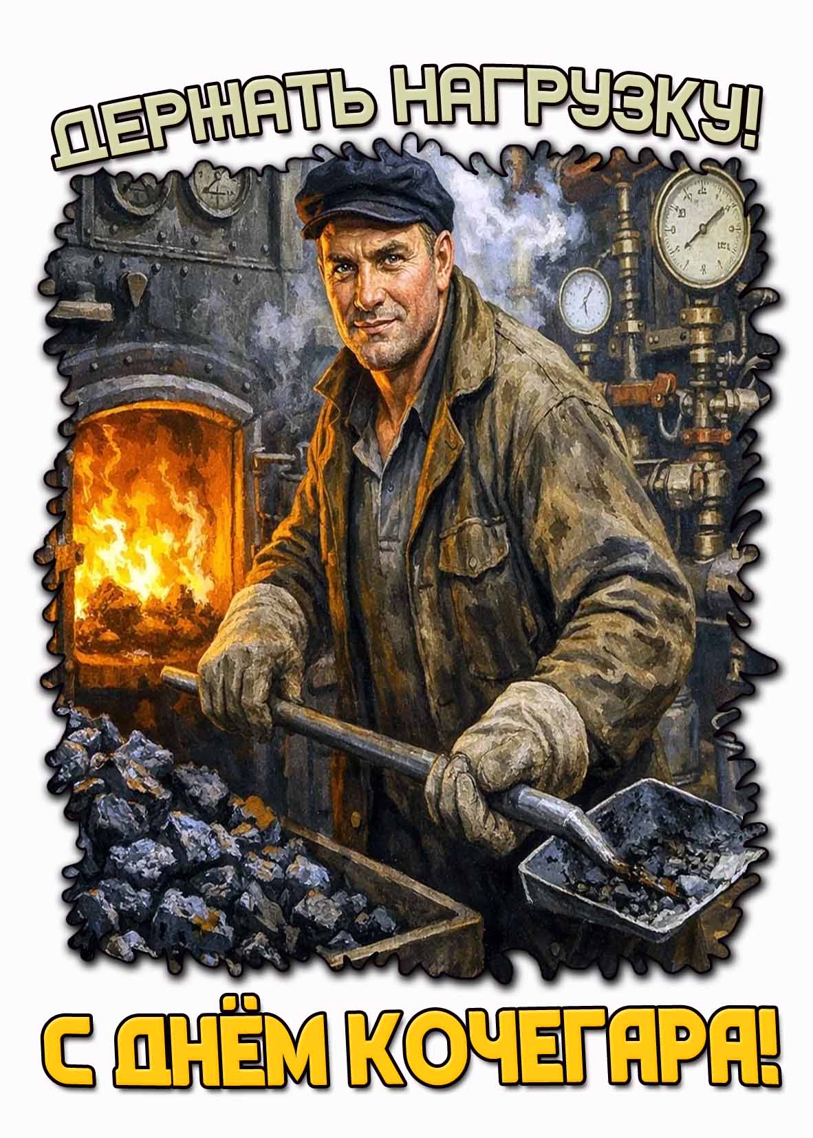 Красивая открытка "Держать нагрузку! С днём кочегара!"