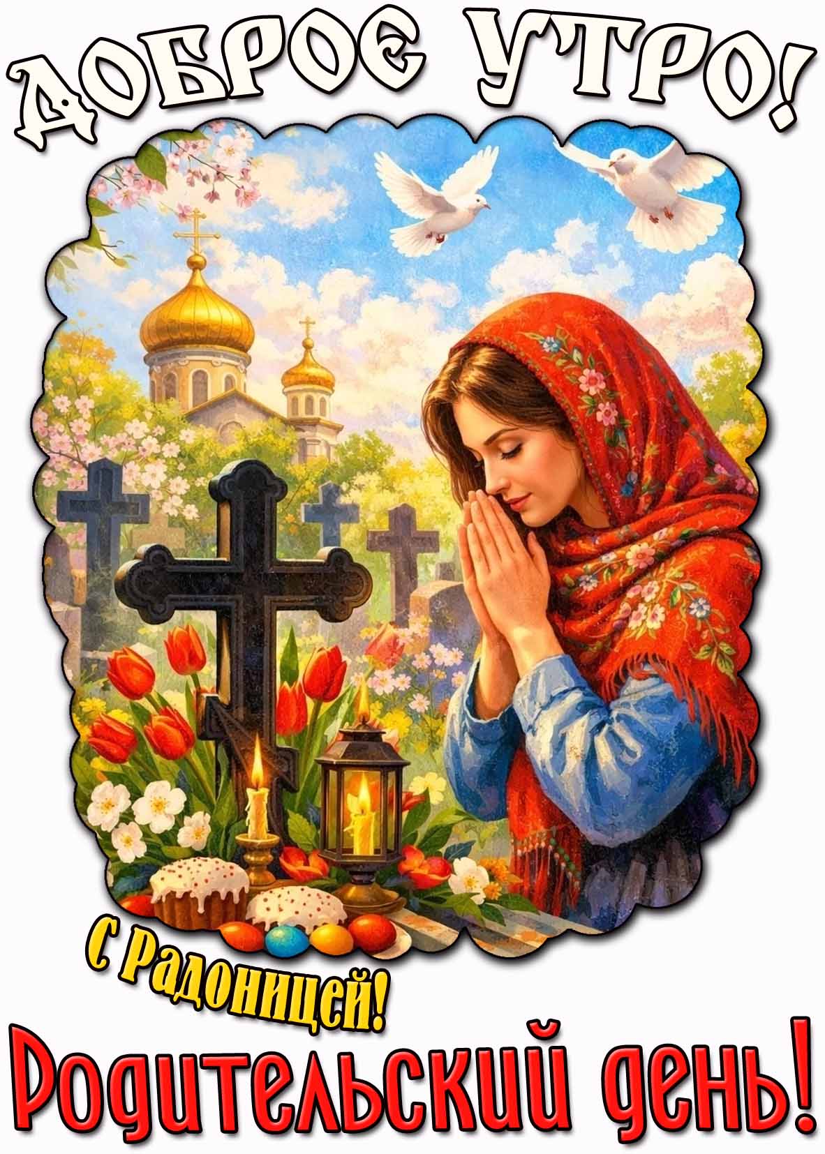 Открытка "Доброе утро! С Радоницей! Родительский день!"