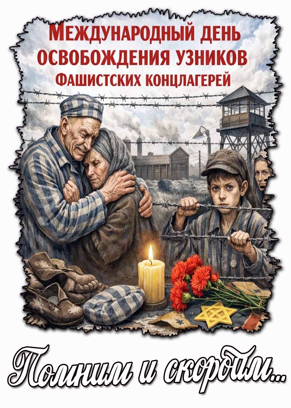 Открытка "Международный день освобождения узников фашистских концлагерей! Помним и скорбим..."