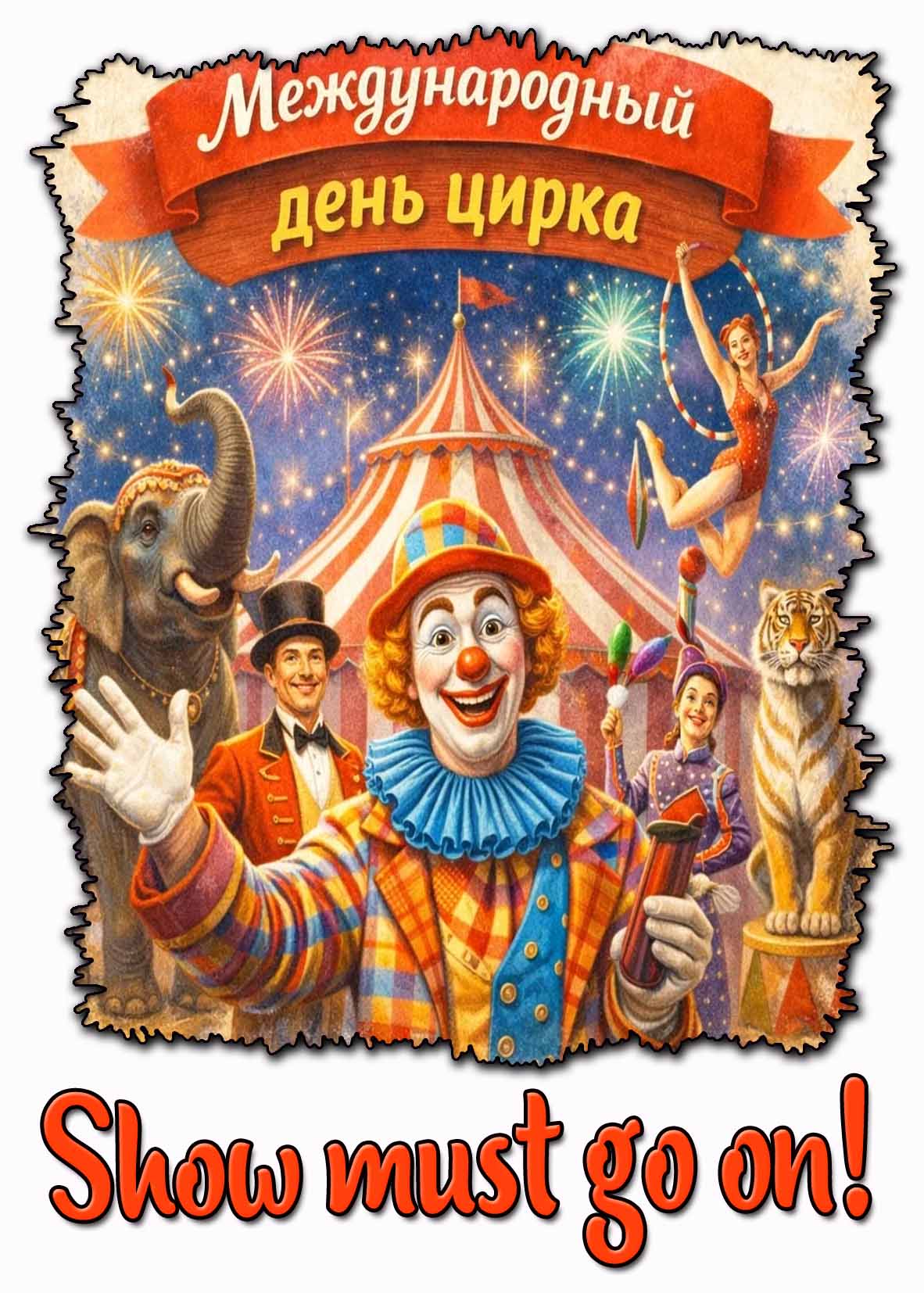 Открытка "Международный день цирка! Show must go on!"