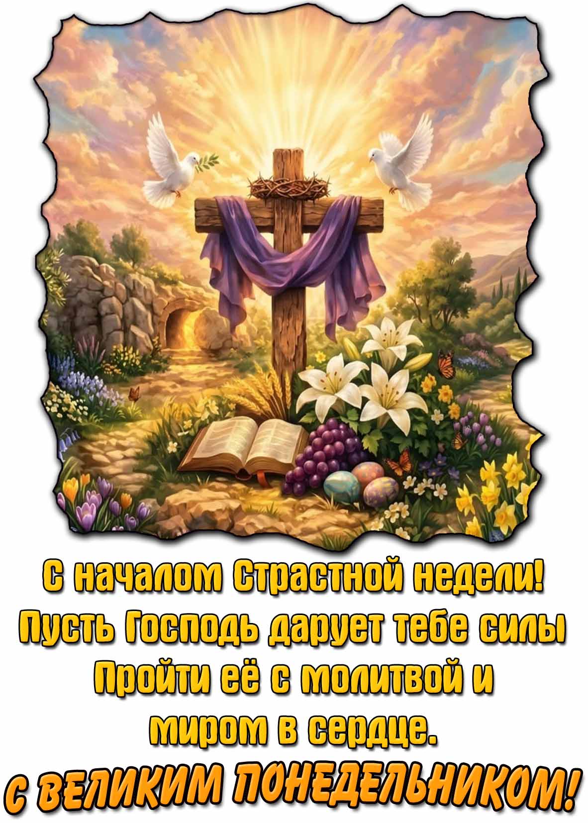 Открытка - поздравление "С началом Страстной недели! С Великим понедельником!