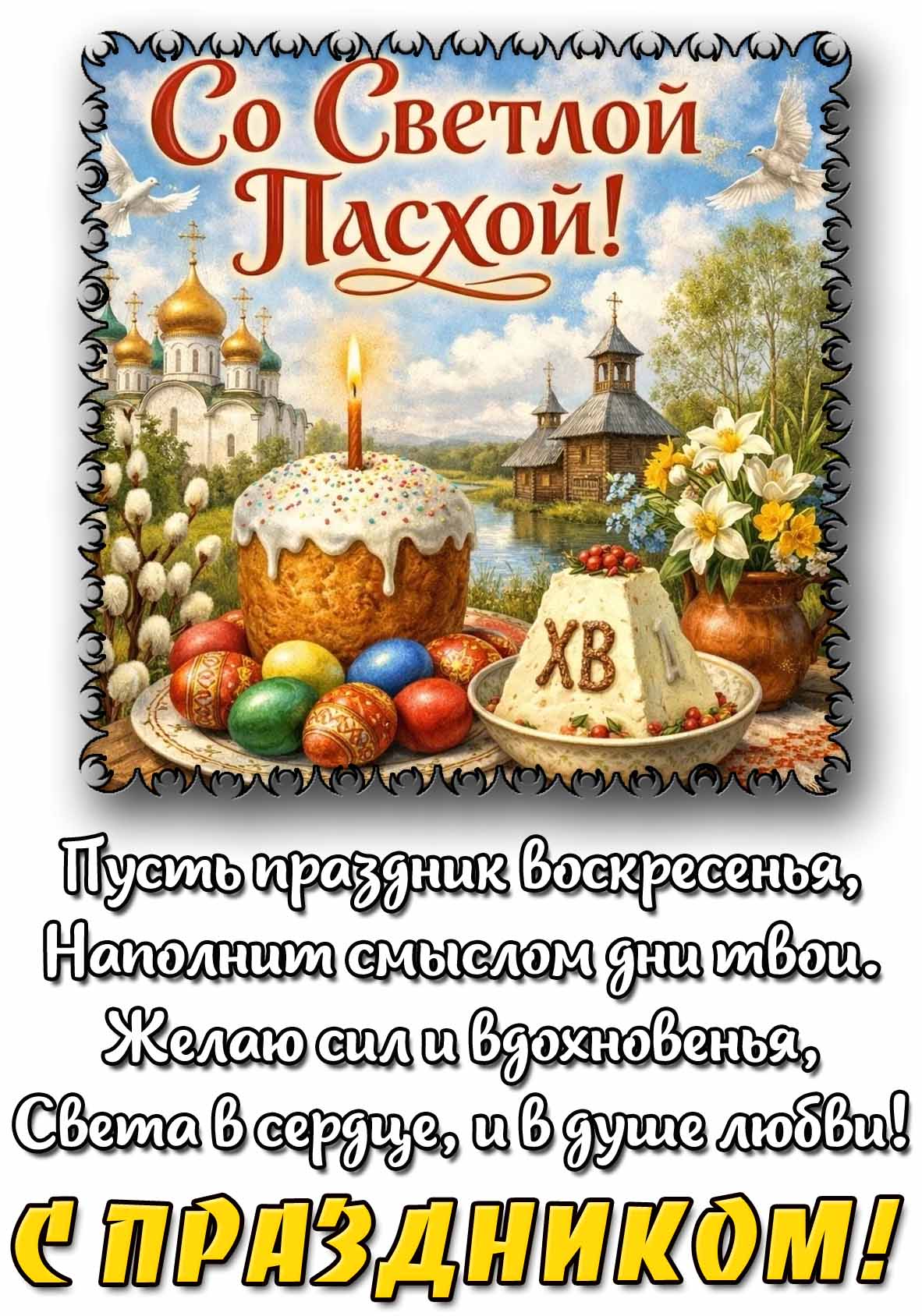 Открытка - поздравление "Со светлой Пасхой! С праздником!"