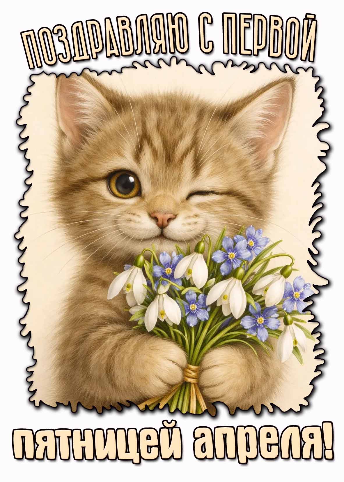 Открытка поздравляю с первой пятницей апреля