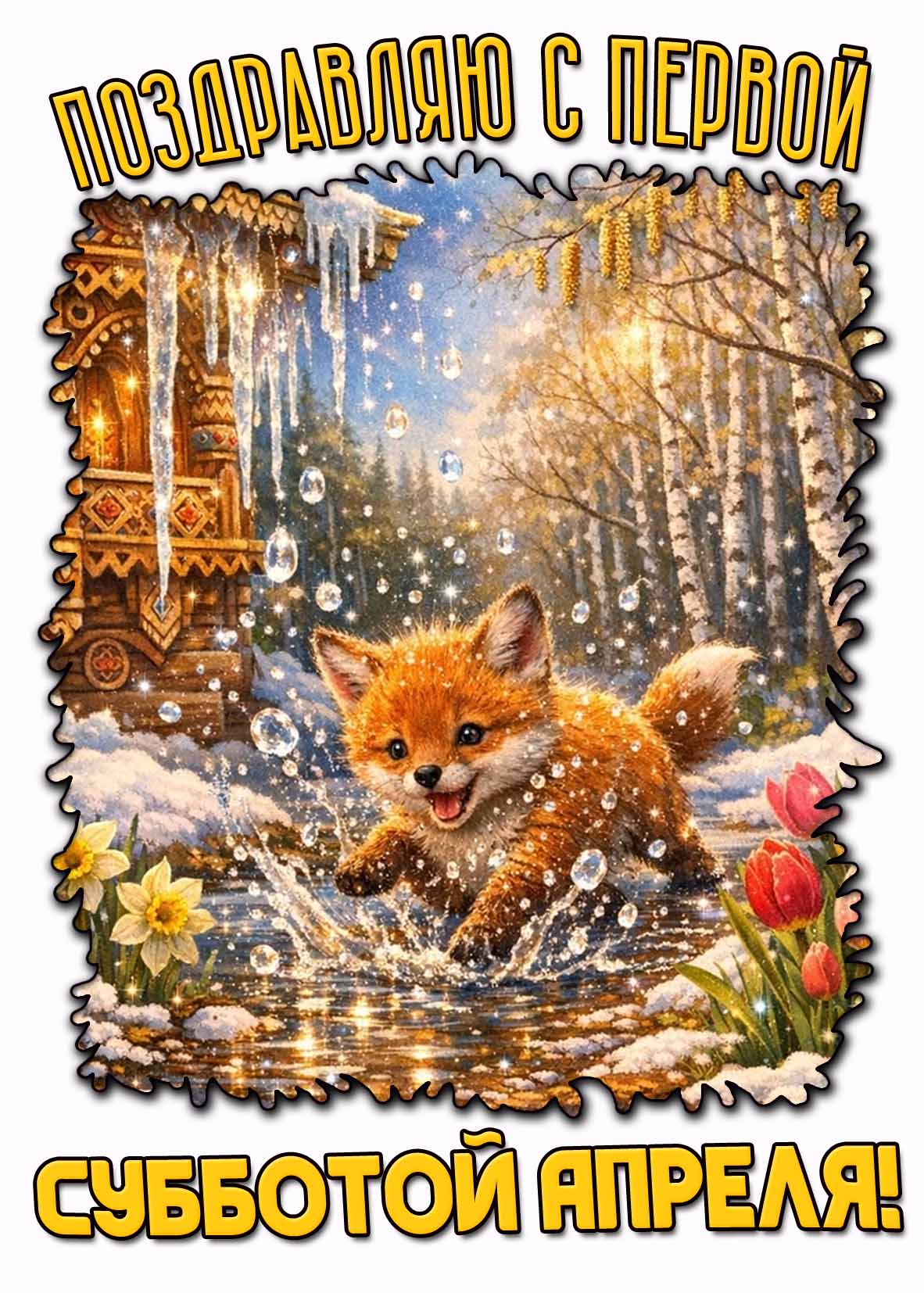 Открытка поздравляю с первой субботой апреля