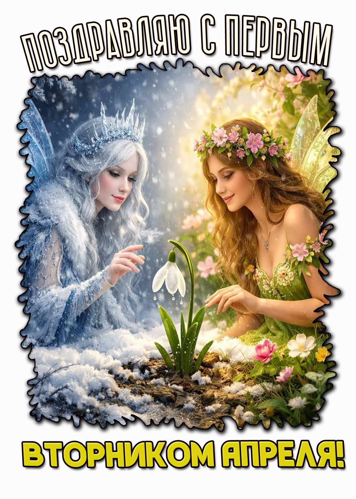 Открытка поздравляю с первым вторником апреля