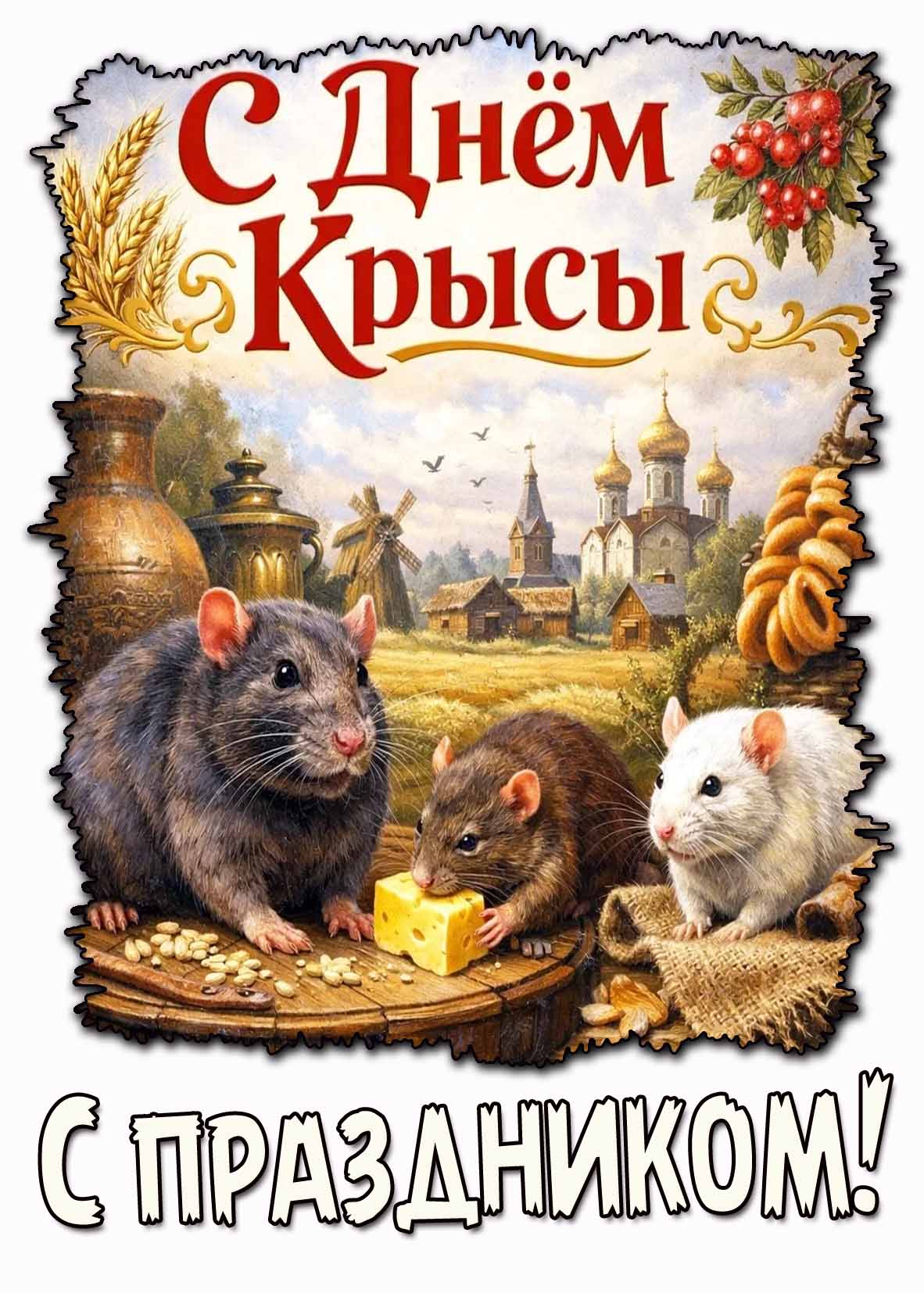 Открытка "С днём крысы! С праздником!"