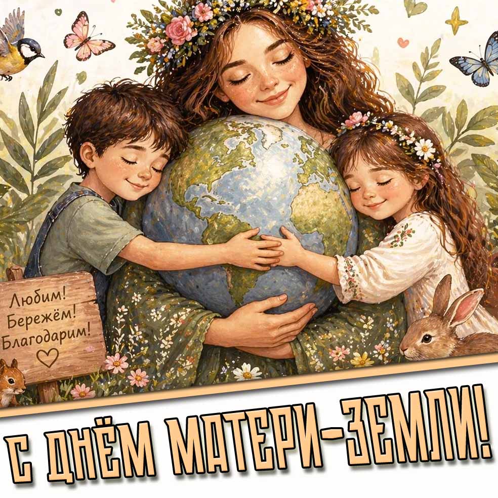 Открытка "С днём Матери-Земли! Любим! Бережём! Благодарим!"