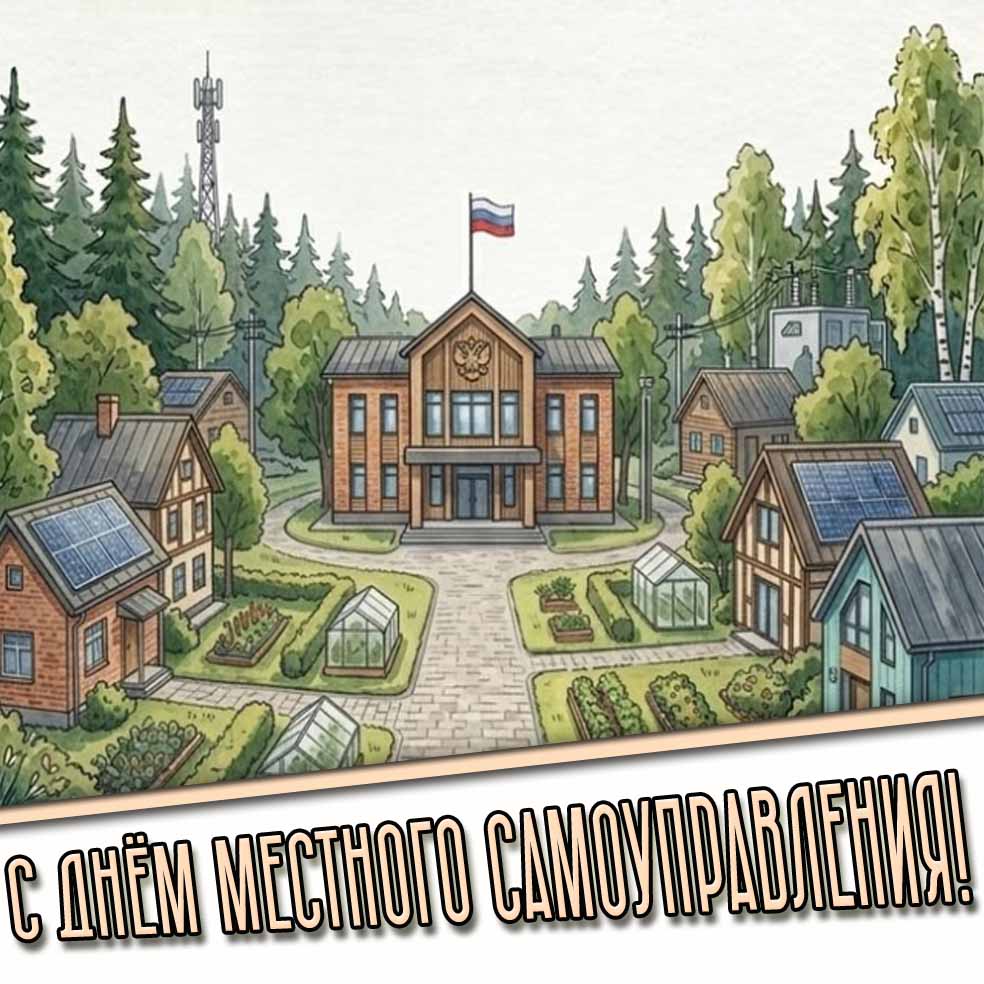 Стильная открытка с днём местного самоуправления