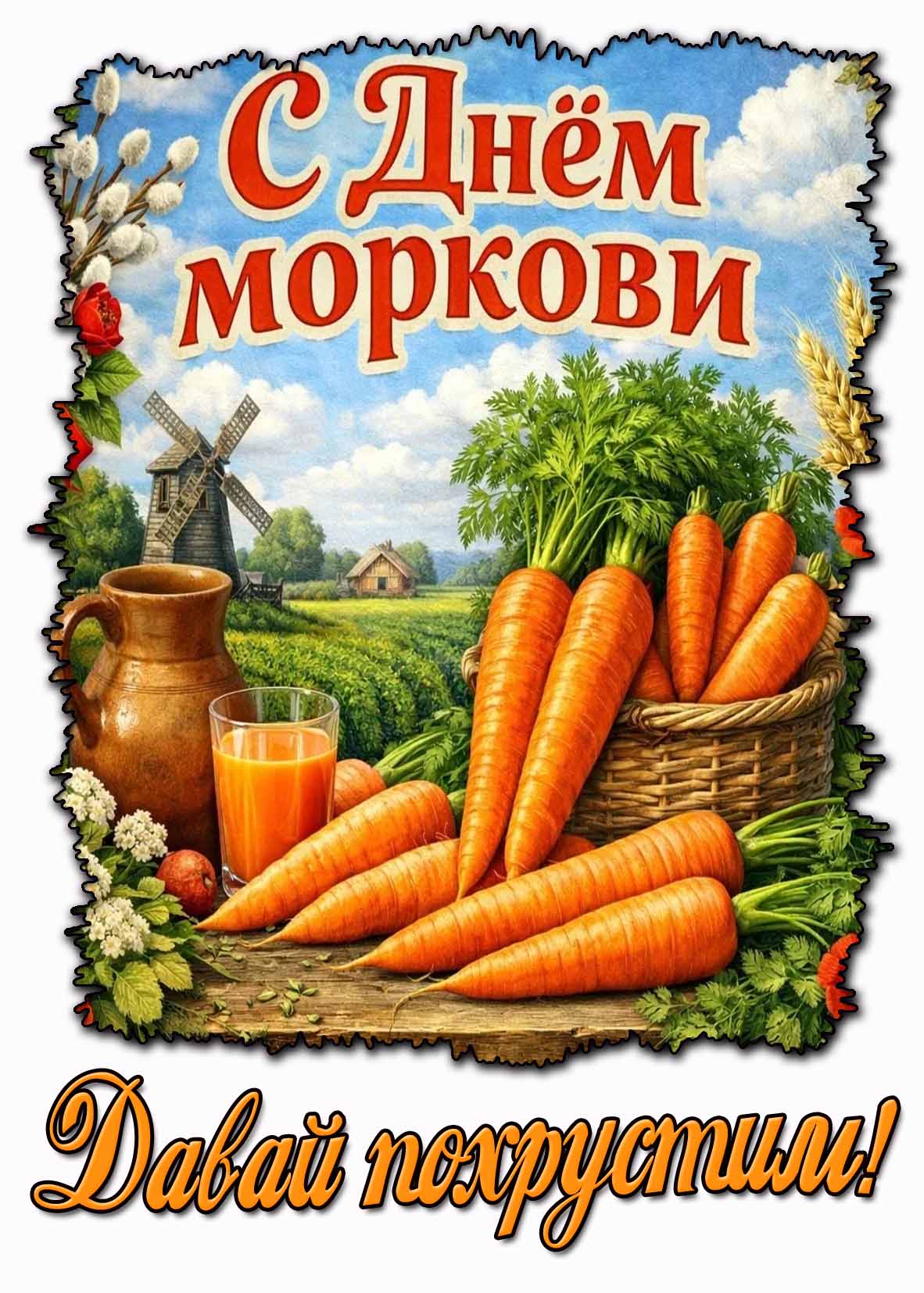 Открытка "С днём моркови! Давай похрустим!