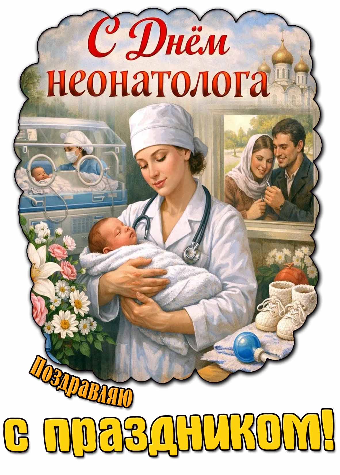 Открытка "С днём неонатолога! Поздравляю с праздником!"