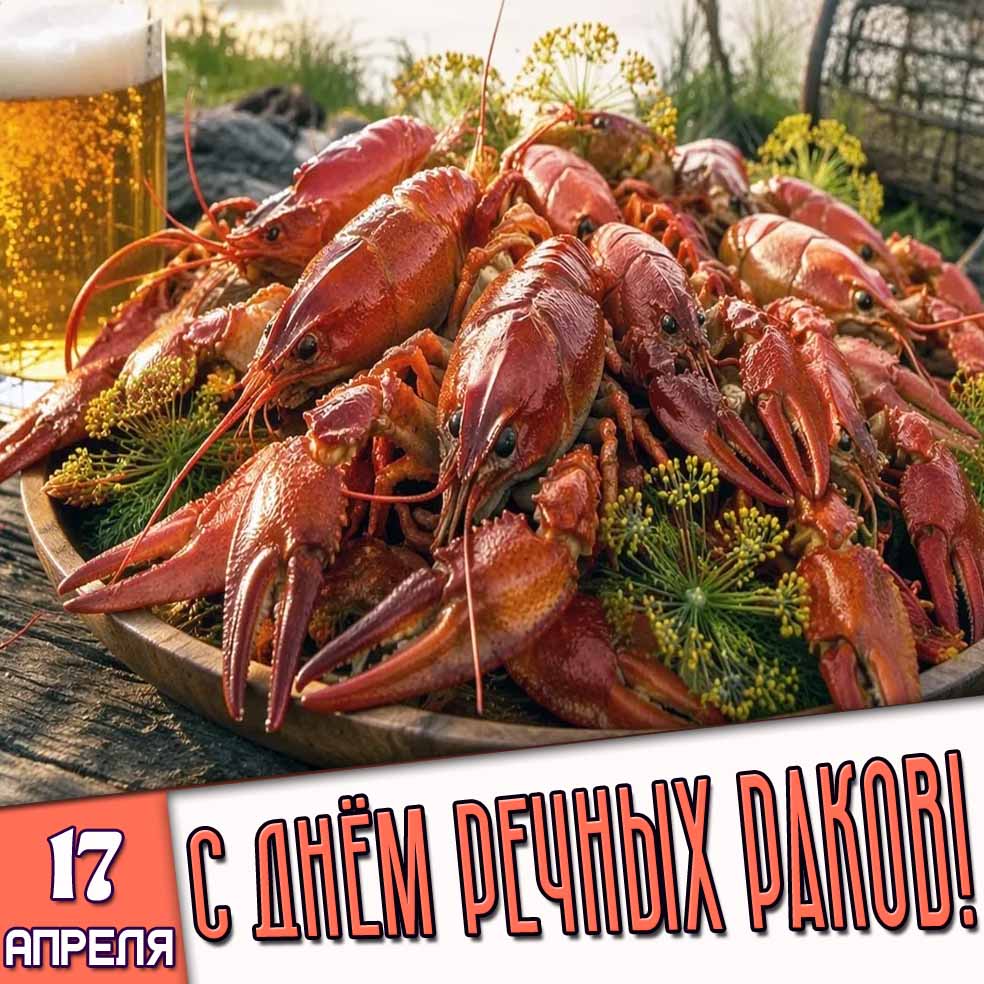 Открытка с днём речных раков! - 17 апреля