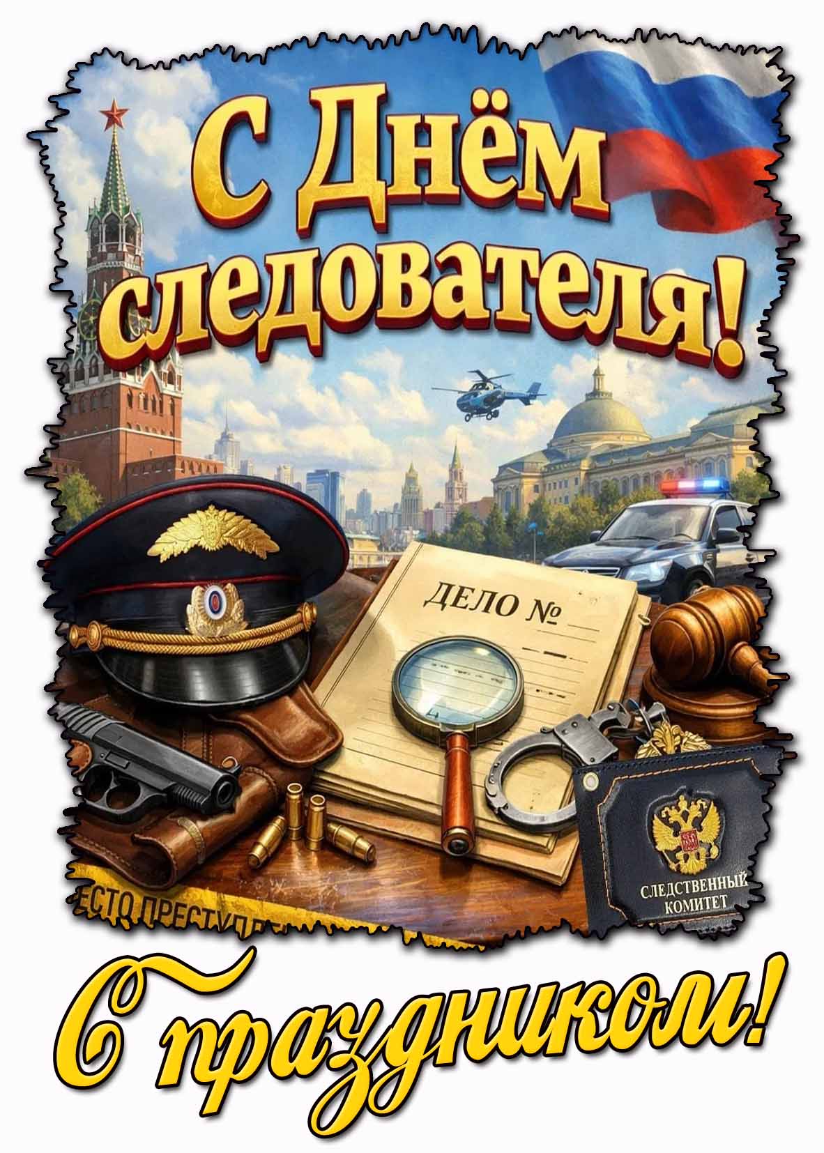Открытка "С днём следователя! С праздником!"