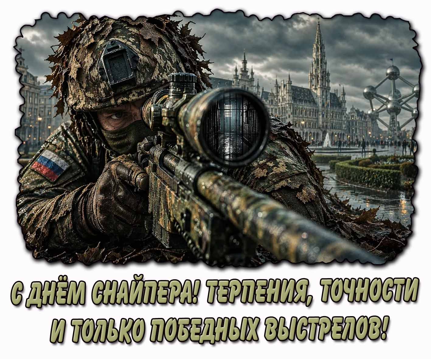 Открытка "С днём снайпера! Терпения, точности и только победных выстрелов!"
