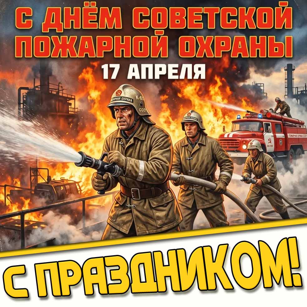 Открытка "С днём Советской пожарной охраны! С праздником!" - 17 апреля