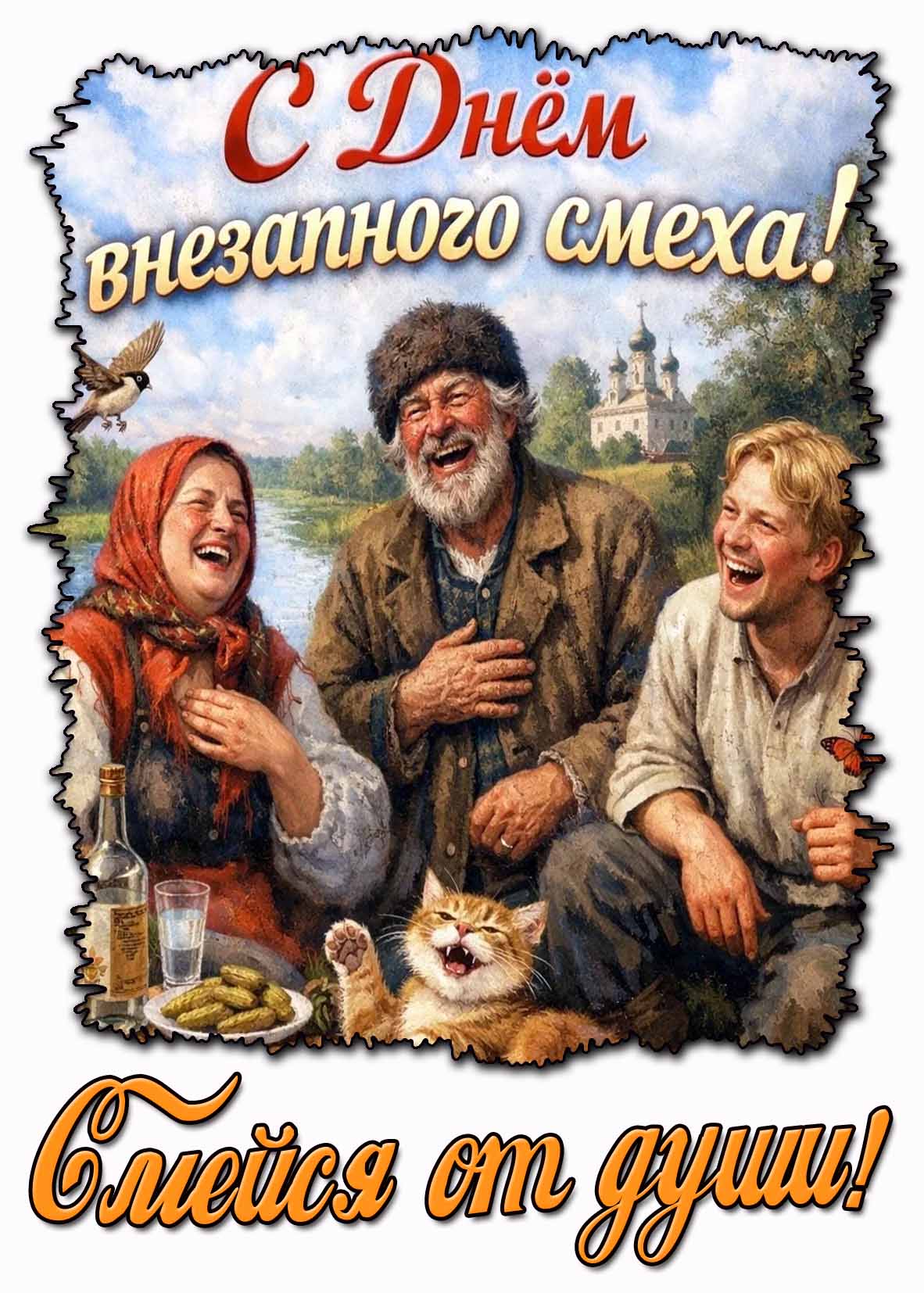 Открытка "С днём внезапного смеха! Смейся от души!"