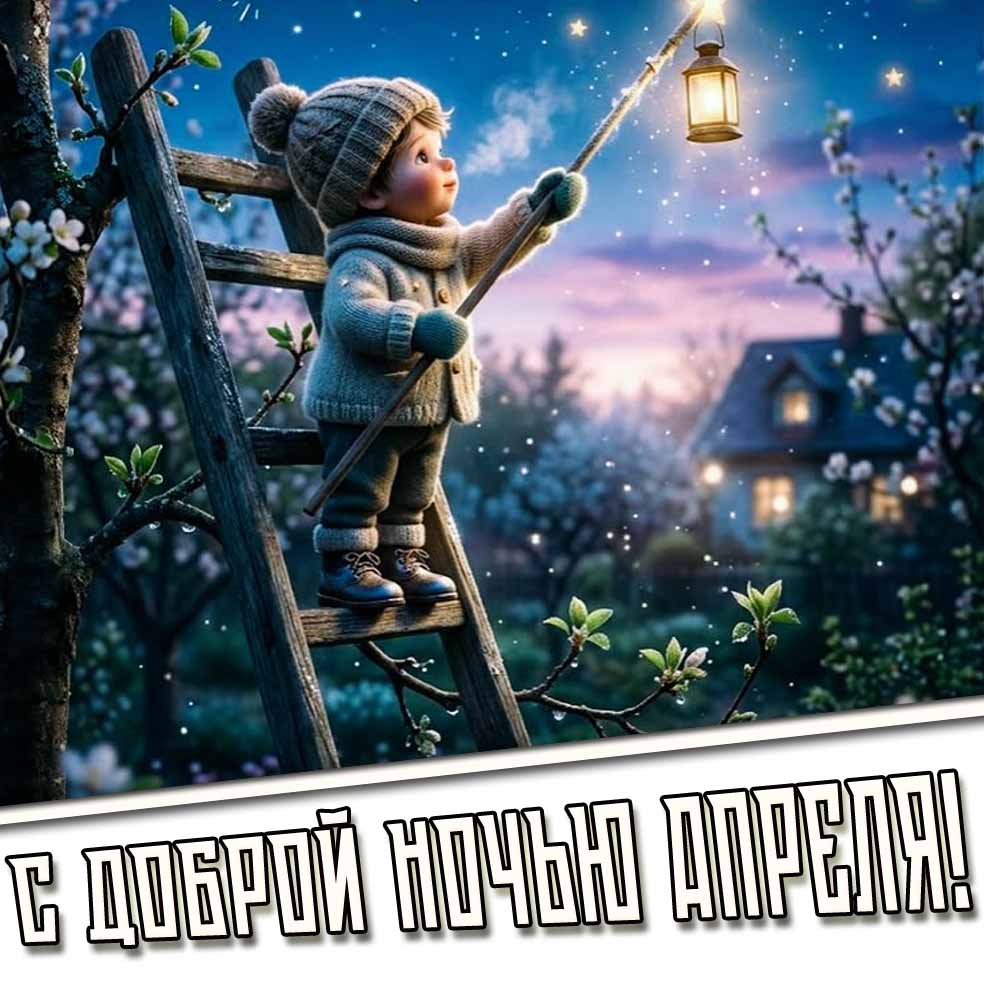 Открытка с доброй ночью апреля