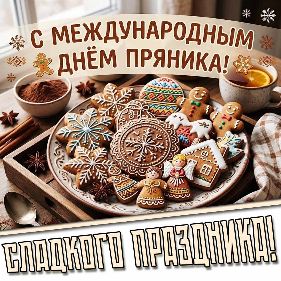 Открытка "С международным днём пряника! Сладкого праздника!"