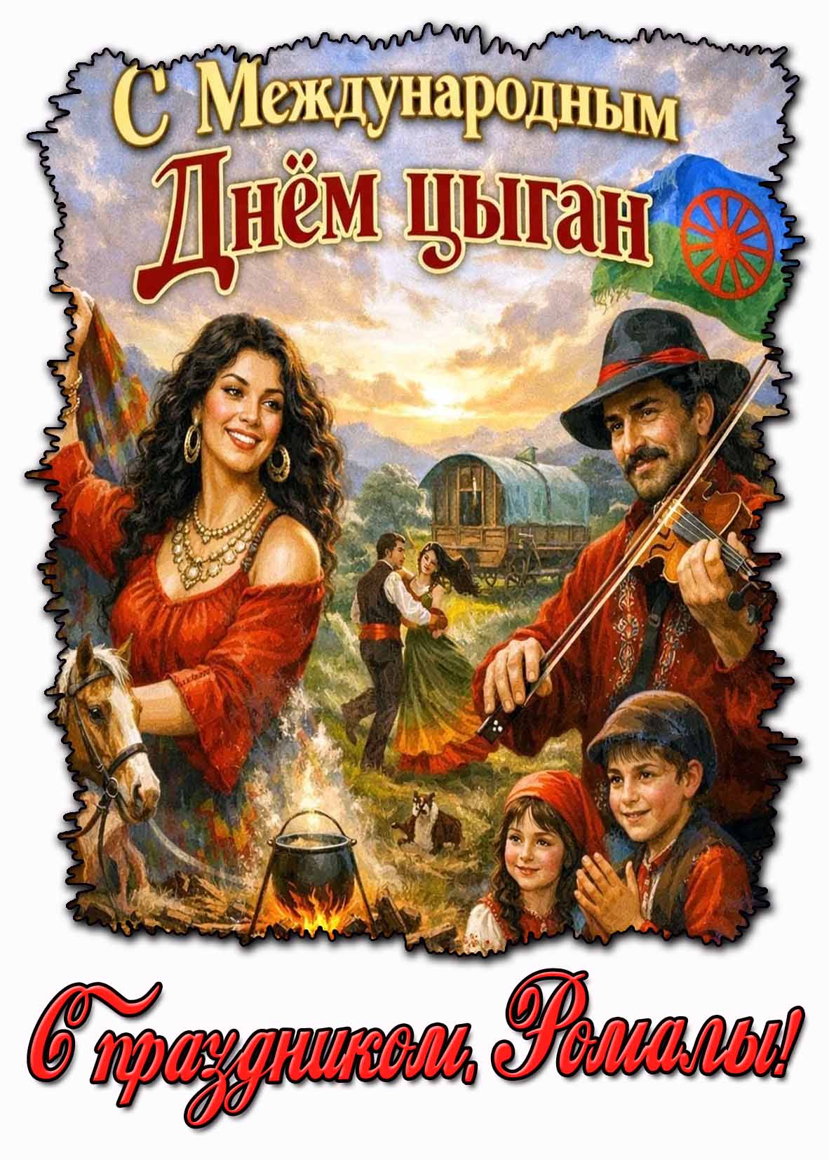 Открытка "С Международным днём цыган! С праздником, Ромалы!"