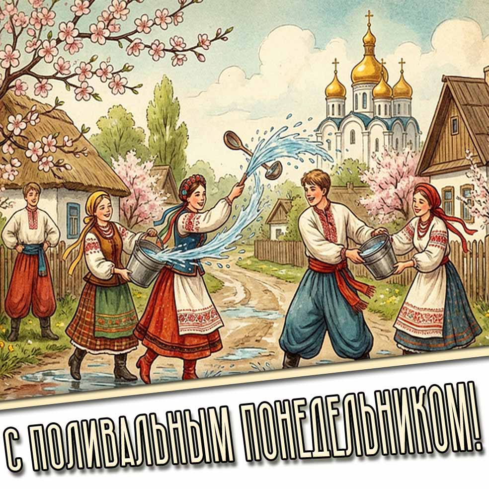 Открытка с Поливальным понедельником