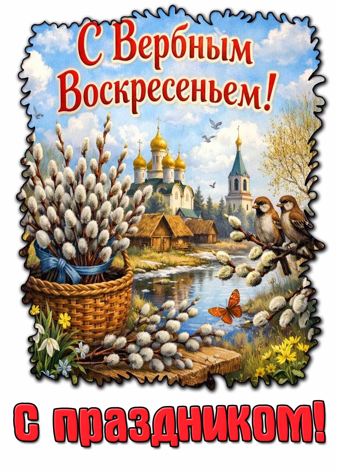 Открытка "С Вербным воскресеньем! С праздником!"