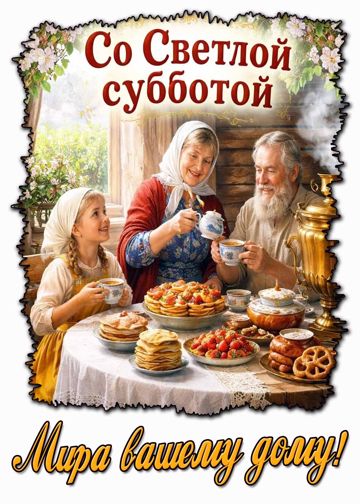 Открытка "Со Светлой субботой! Мира вашему дому!"