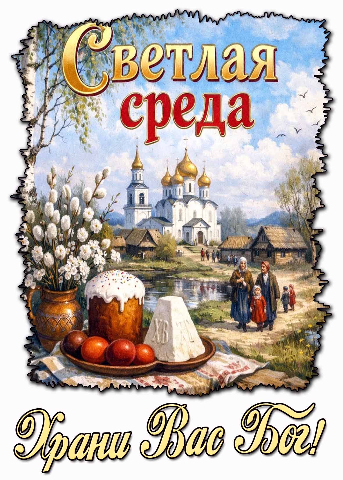 Открытка "Светлая среда! Храни Вас Бог!"