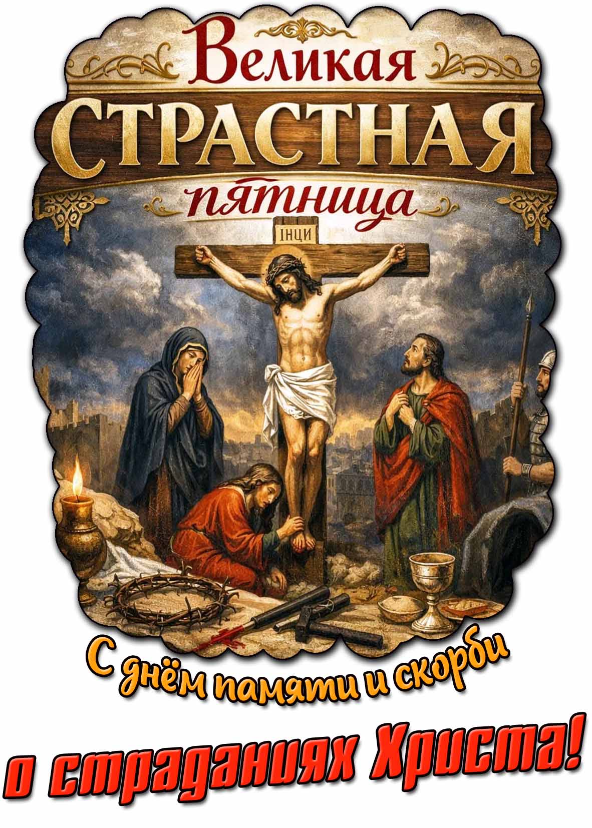 Открытка "Великая Страстная пятница! С днём памяти и скорби о страданиях Христа!"