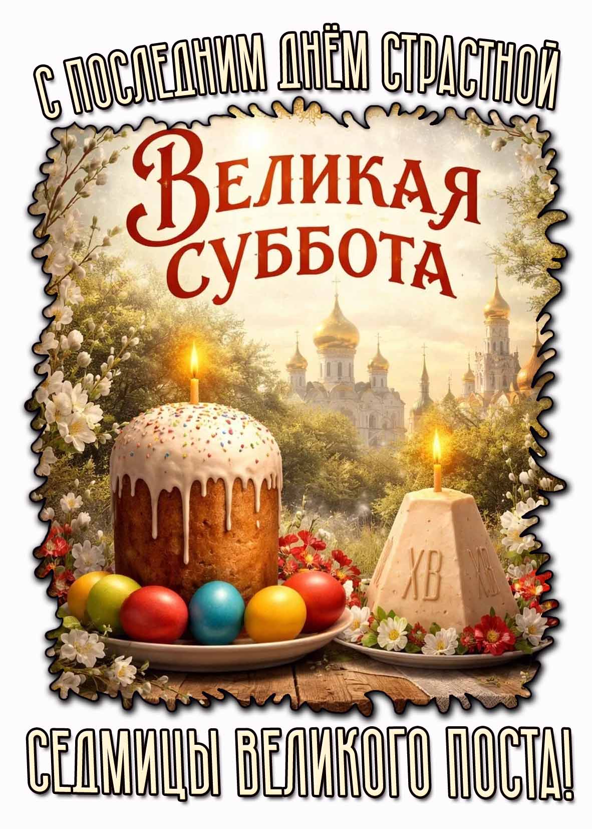 Открытка "Великая суббота! С последним днём страстной седмицы Великого поста!"