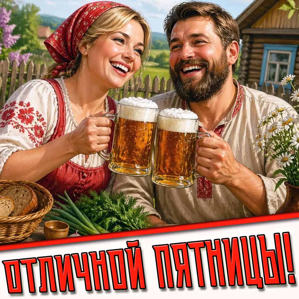 Отличной пятницы! - весенняя картинка с пивом