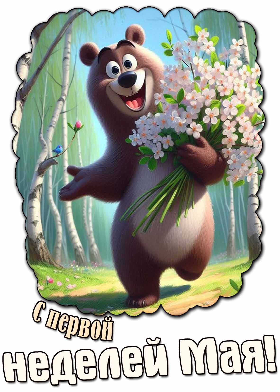 Прикольная открытка с первой неделей Мая