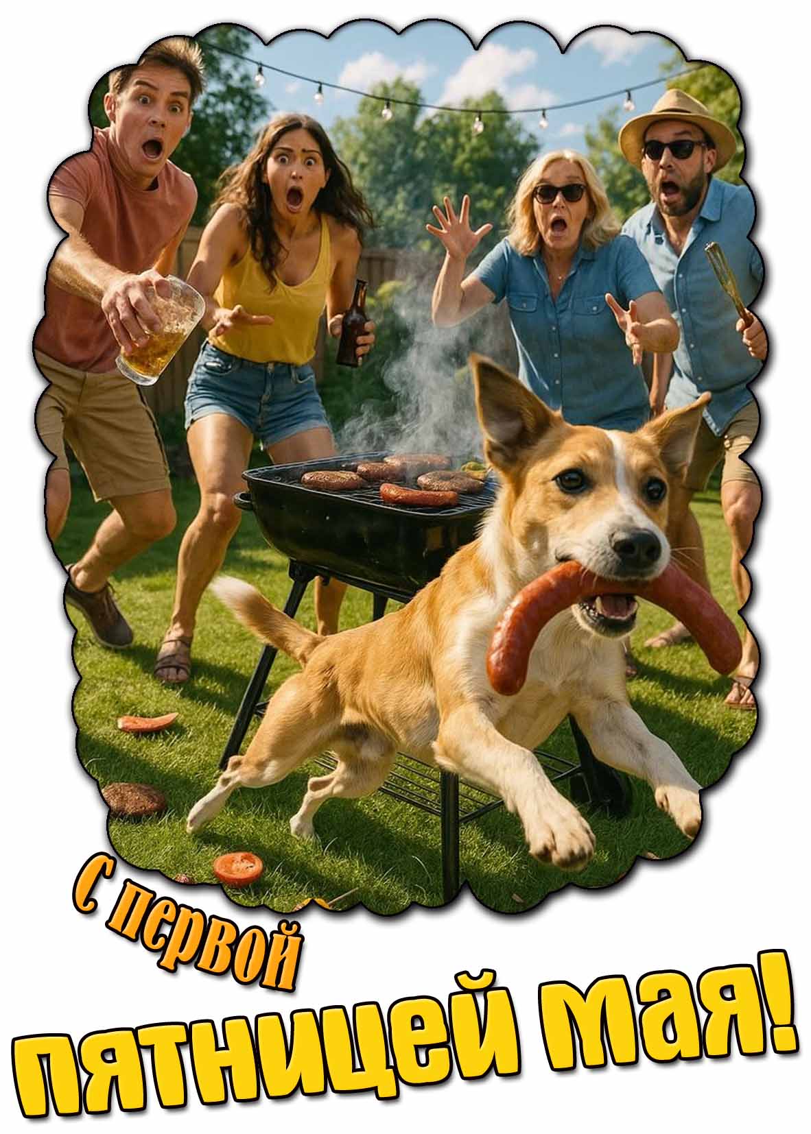 Смешная открытка с первой пятницей Мая