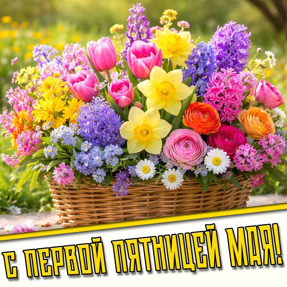 С первой пятницей Мая! - картинка с цветами