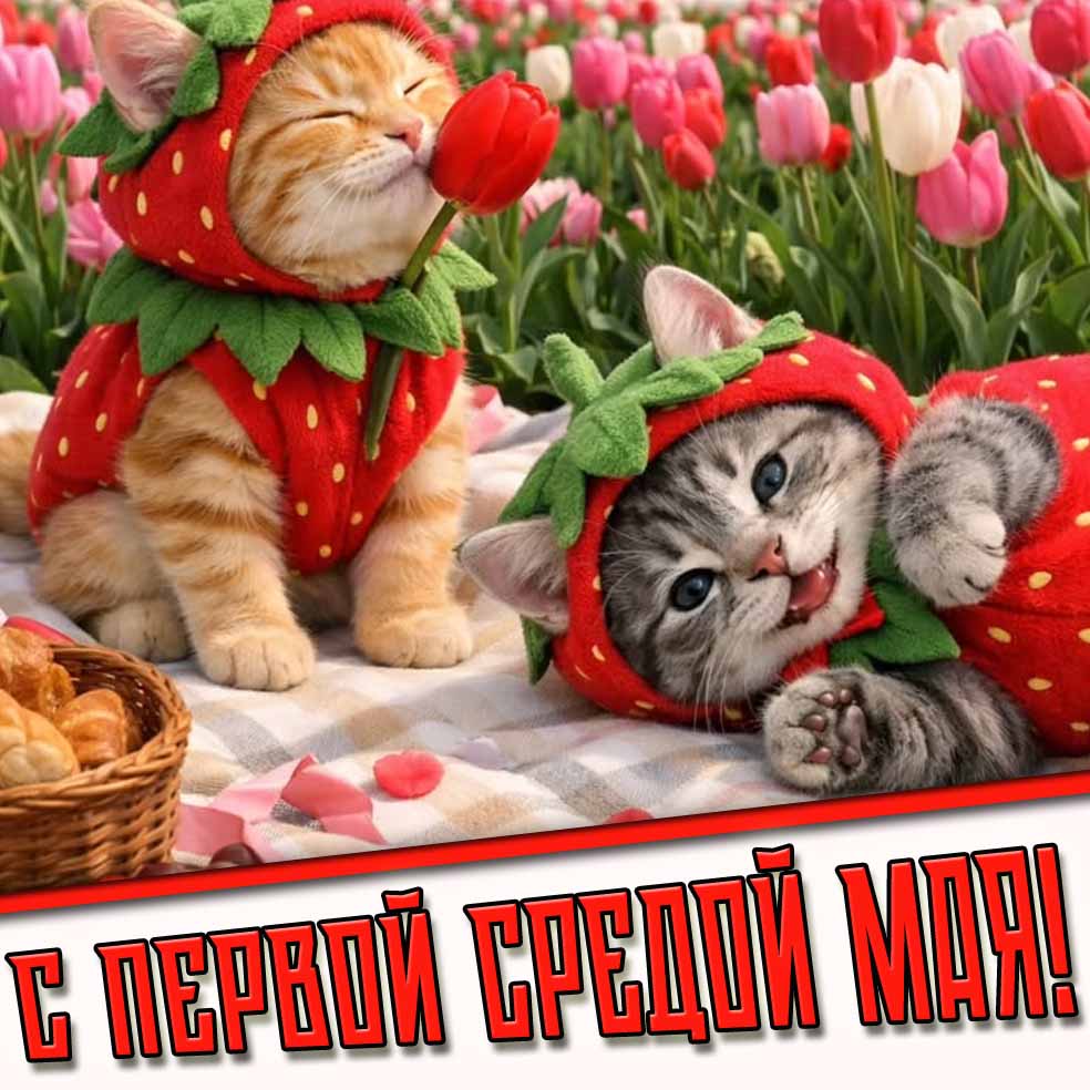 С первой средой Мая! - картинка с кошками