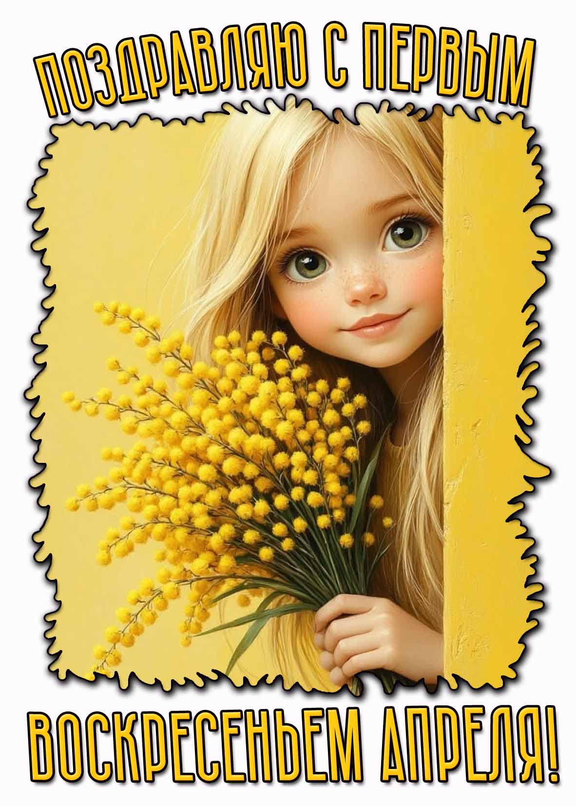 Открытка "Поздравляю с первым воскресеньем апреля!"