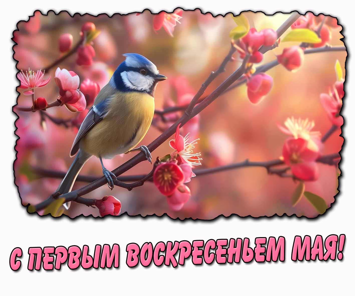 С первым воскресеньем Мая! - открытка с птичкой