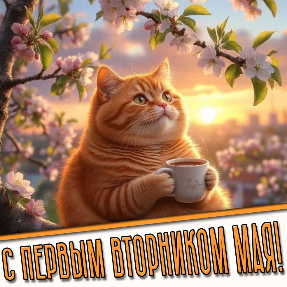 Прикольная открытка с первым вторником Мая