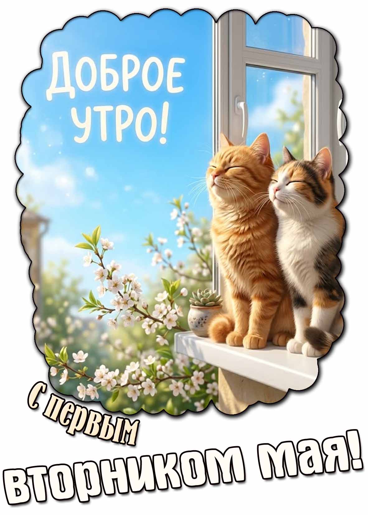 Открытка "Доброе утро! С первым вторником Мая!"