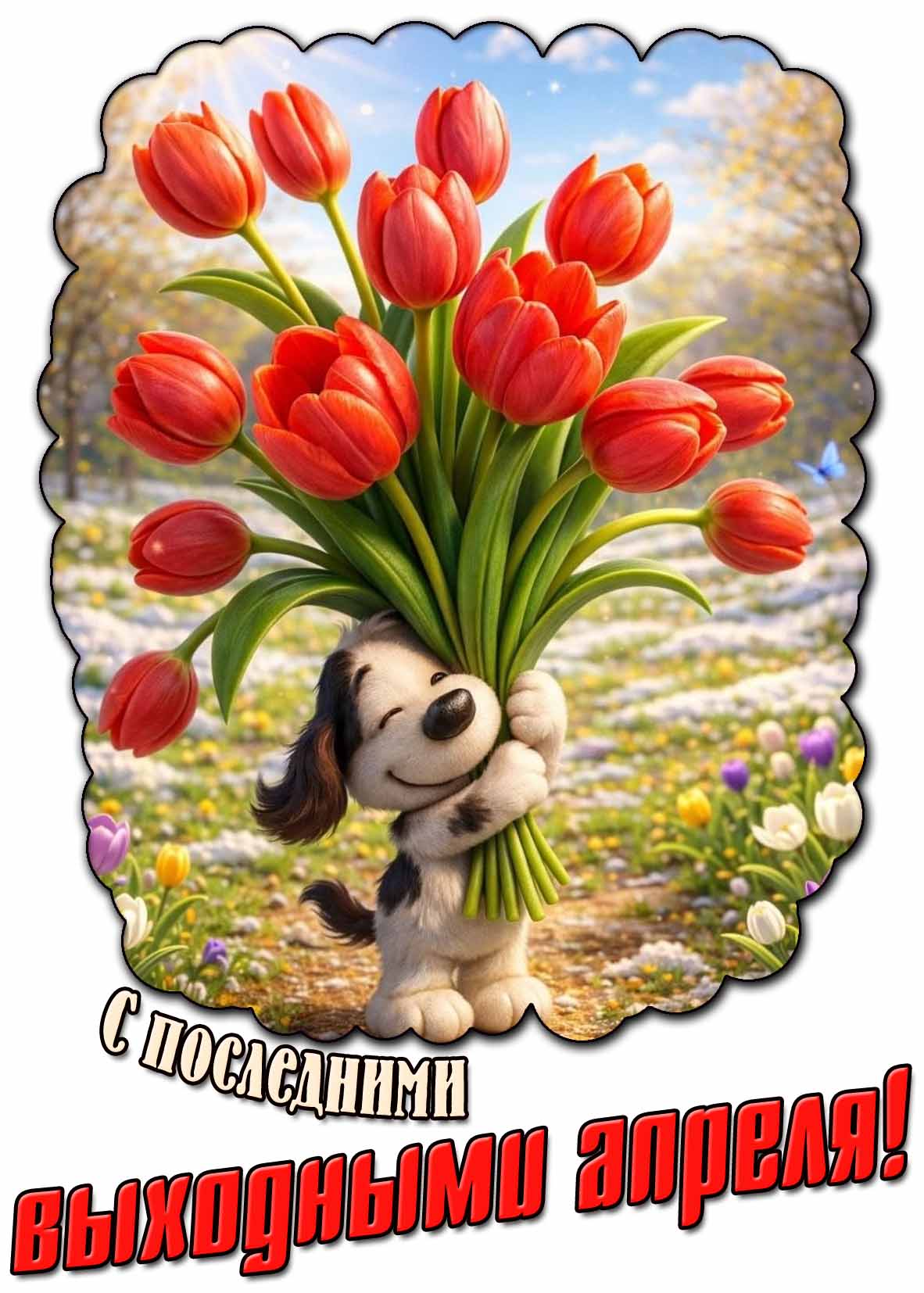 Прикольная открытка с последними выходными Апреля