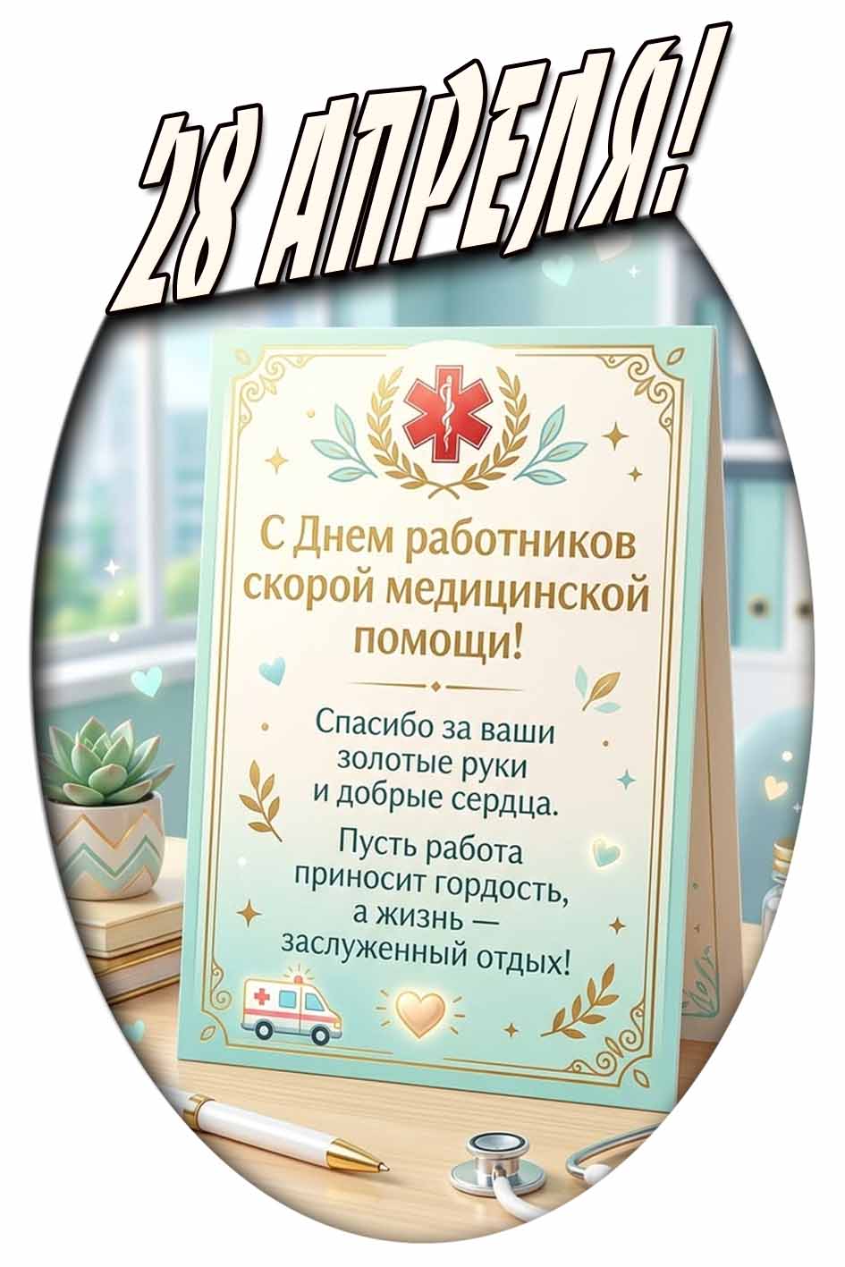 Поздравительная картинка ко дню работников скорой медицинской помощи - 28 апреля