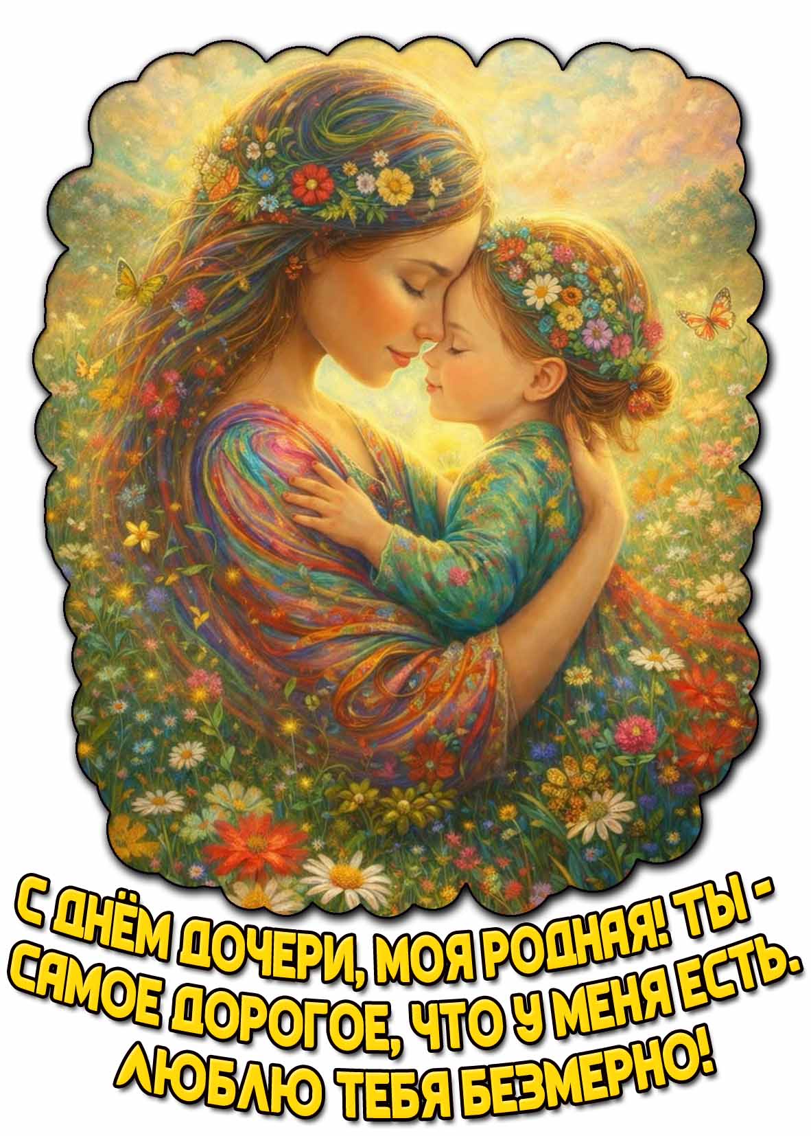 Картинка "С Днём дочери, моя родная! Ты - самое дорогое, что у меня есть. Люблю тебя безмерно!"