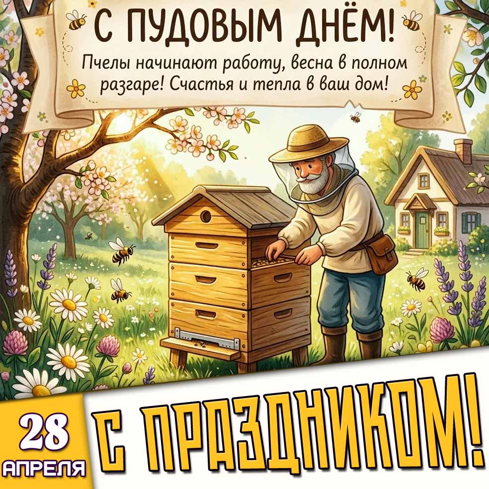 Поздравительная открытка "С Пудовым днём! С праздником!" - 28 апреля