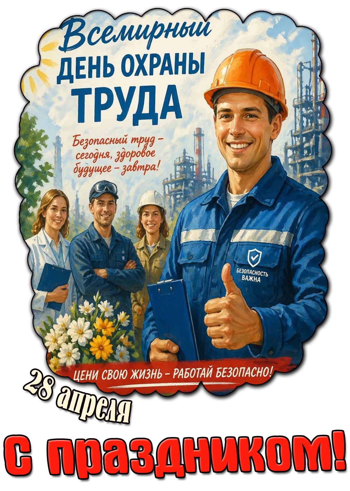 Поздравительная открытка на Всемирный день охраны труда - 28 апреля
