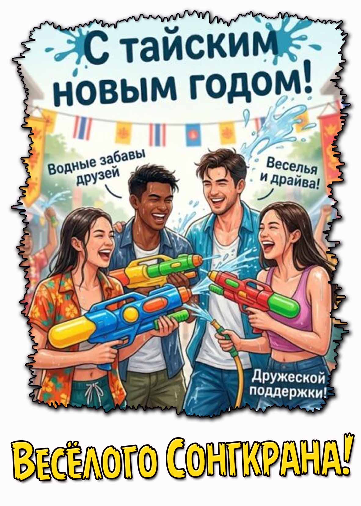 Открытка "С Тайским Новым годом! Весёлого Сонгкрана!"